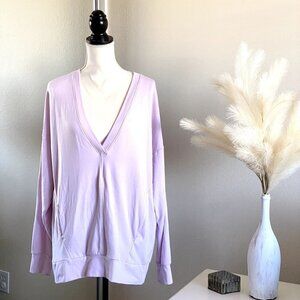 Fabletics | Rosaline V-Neck Long Sleeve Sweat Shirt | Baby Pink | Size: Medium